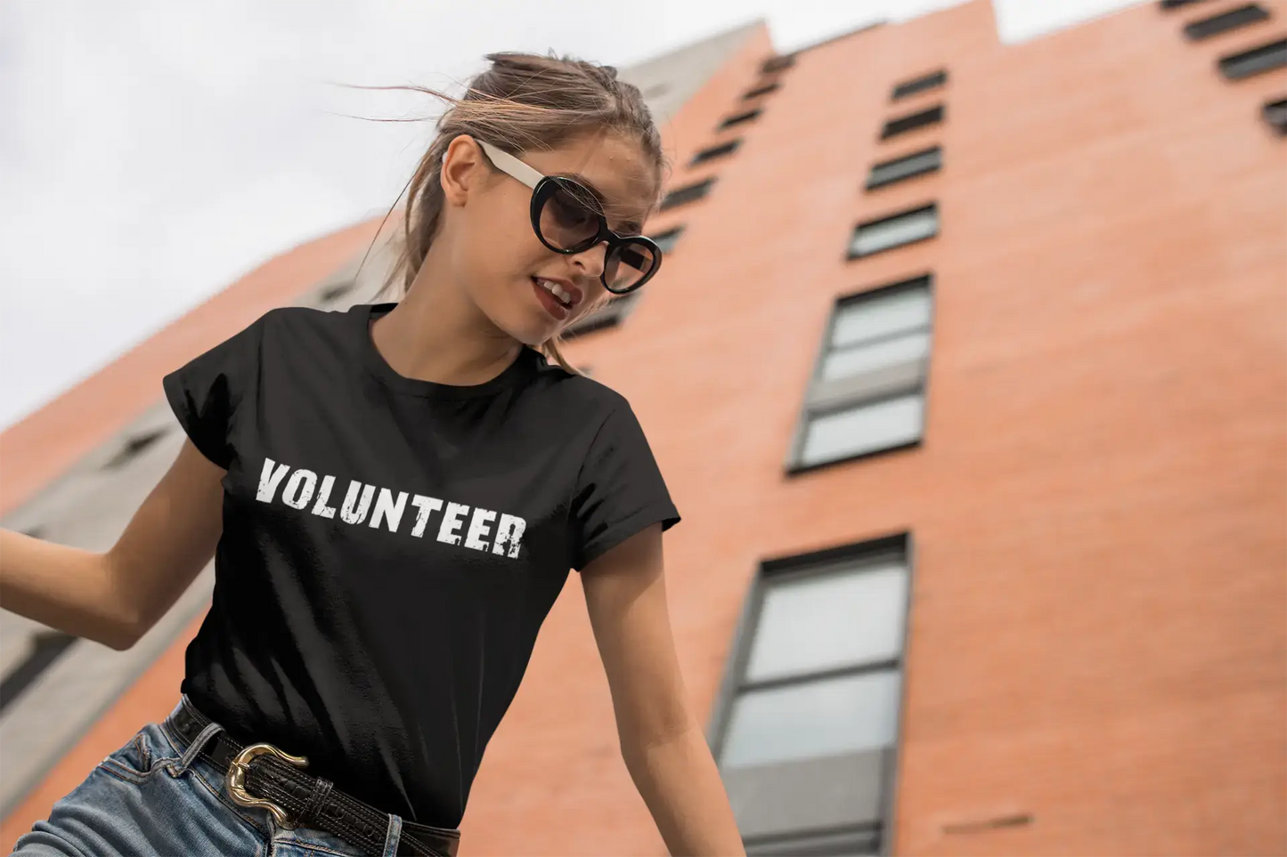 volunteer , white letters, Men's Short Sleeve Round Neck T-shirt 00007