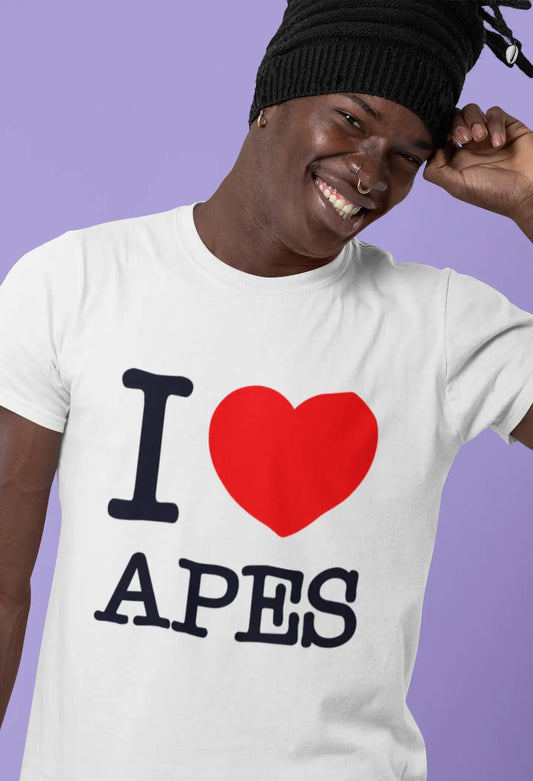 Homme Tee Vintage T Shirt Apes I Love Animals