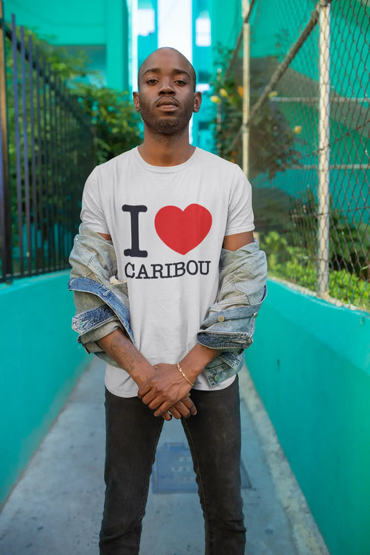 CARIBOU, I love animals, White, Men's Short Sleeve Round Neck T-shirt 00064