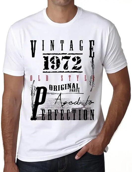 Men's Graphic T-Shirt Original Parts Aged to Perfection 1972 52nd Birthday Anniversary 52 Year Old Gift 1972 Vintage Eco-Friendly Short Sleeve Novelty Tee