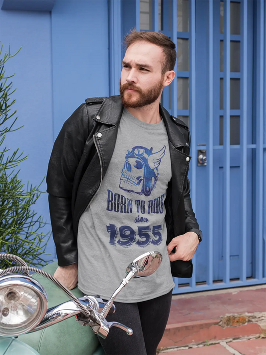1955, Born to Ride Since 1955 Men's T-shirt Grey Birthday Gift 00495