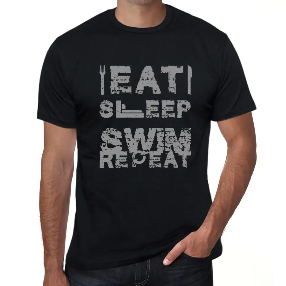 Men's Graphic T-Shirt Eat Sleep Swim Repeat Eco-Friendly Limited Edition Short Sleeve Tee-Shirt Vintage Birthday Gift Novelty