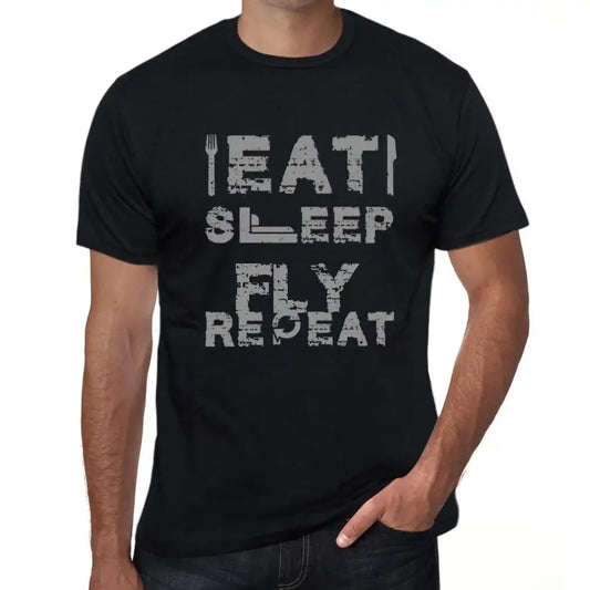 Men's Graphic T-Shirt Eat Sleep Fly Repeat Eco-Friendly Limited Edition Short Sleeve Tee-Shirt Vintage Birthday Gift Novelty
