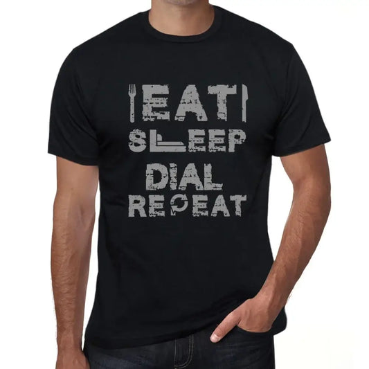 Men's Graphic T-Shirt Eat Sleep Dial Repeat Eco-Friendly Limited Edition Short Sleeve Tee-Shirt Vintage Birthday Gift Novelty