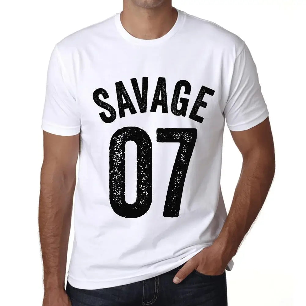 Men's Graphic T-Shirt Savage 07 7th Birthday Anniversary 7 Year Old Gift 2017 Vintage Eco-Friendly Short Sleeve Novelty Tee