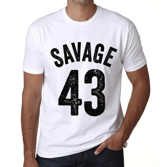 Men's Graphic T-Shirt Savage 43 43rd Birthday Anniversary 43 Year Old Gift 1981 Vintage Eco-Friendly Short Sleeve Novelty Tee