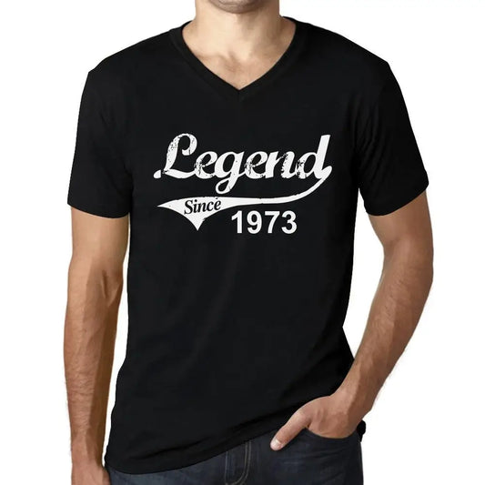 Men's Graphic T-Shirt V Neck Legend Since 1973 51st Birthday Anniversary 51 Year Old Gift 1973 Vintage Eco-Friendly Short Sleeve Novelty Tee