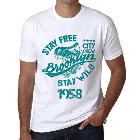 Men's Graphic T-Shirt Stay Free Stay Wild 1958 66th Birthday Anniversary 66 Year Old Gift 1958 Vintage Eco-Friendly Short Sleeve Novelty Tee
