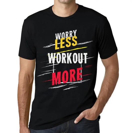Men's Graphic T-Shirt Worry Less Workout More Eco-Friendly Limited Edition Short Sleeve Tee-Shirt Vintage Birthday Gift Novelty