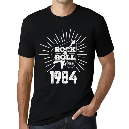 Men's Graphic T-Shirt Guitar and Rock & Roll Since 1984 40th Birthday Anniversary 40 Year Old Gift 1984 Vintage Eco-Friendly Short Sleeve Novelty Tee