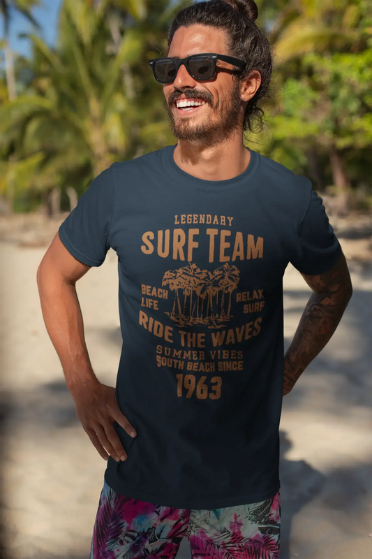 Men's Vintage Tee Shirt Graphic T shirt Surf Team 1963 Navy