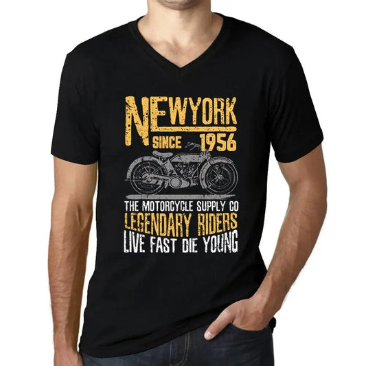 Men's Graphic T-Shirt V Neck Motorcycle Legendary Riders Since 1956 68th Birthday Anniversary 68 Year Old Gift 1956 Vintage Eco-Friendly Short Sleeve Novelty Tee