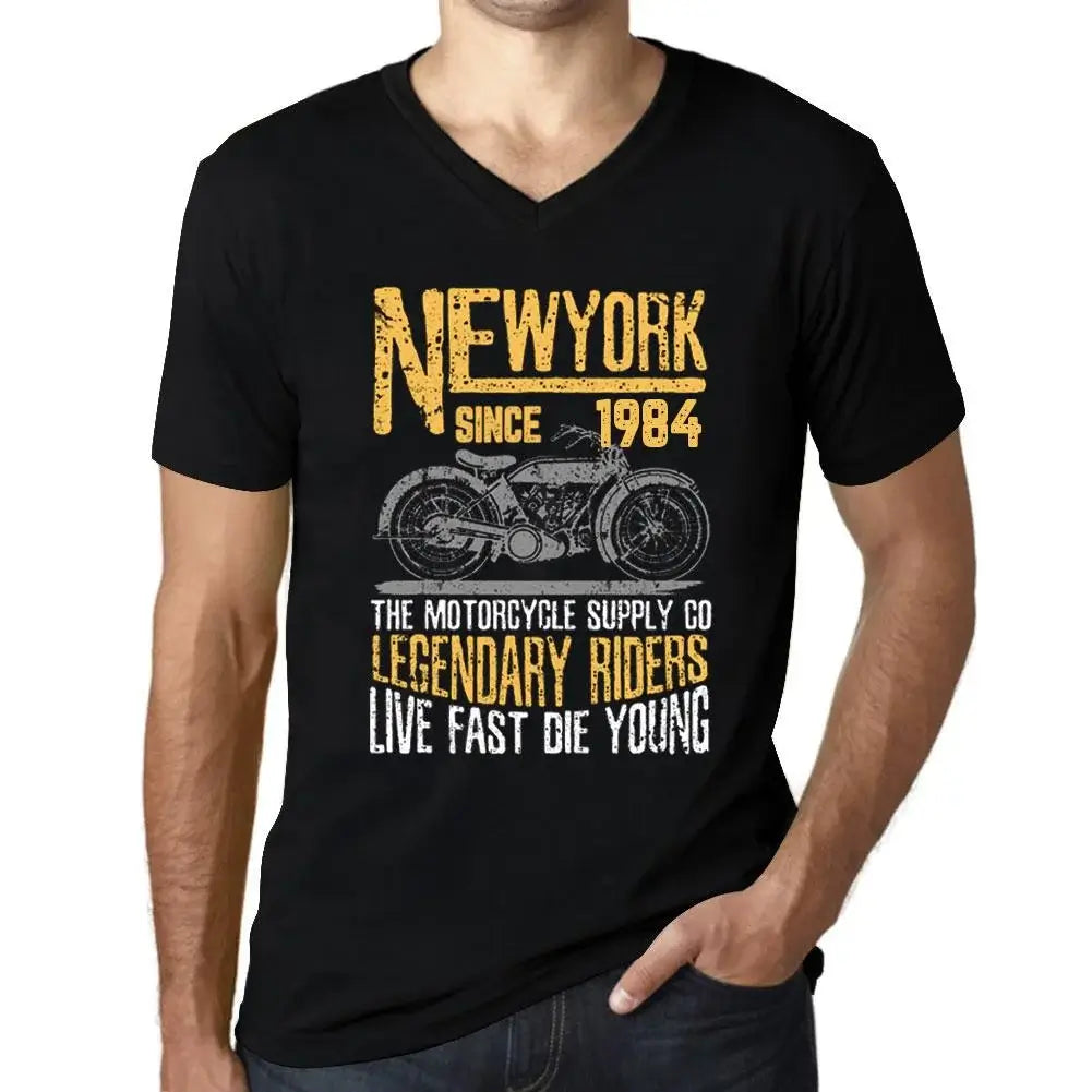 Men's Graphic T-Shirt V Neck Motorcycle Legendary Riders Since 1984 40th Birthday Anniversary 40 Year Old Gift 1984 Vintage Eco-Friendly Short Sleeve Novelty Tee
