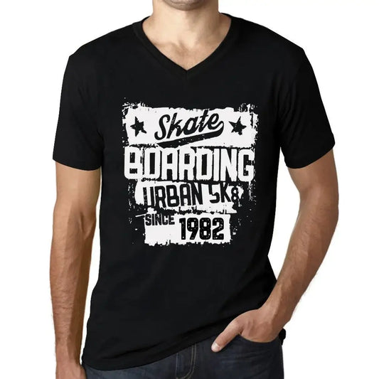 Men's Graphic T-Shirt V Neck Urban Skateboard Since 1982 42nd Birthday Anniversary 42 Year Old Gift 1982 Vintage Eco-Friendly Short Sleeve Novelty Tee