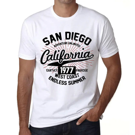 Men's Graphic T-Shirt San Diego California Endless Summer 1977 47th Birthday Anniversary 47 Year Old Gift 1977 Vintage Eco-Friendly Short Sleeve Novelty Tee