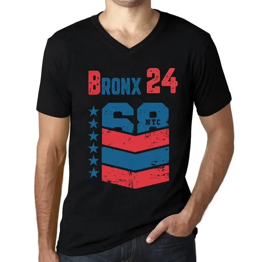 Men's Graphic T-Shirt V Neck Bronx 24 24th Birthday Anniversary 24 Year Old Gift 2000 Vintage Eco-Friendly Short Sleeve Novelty Tee