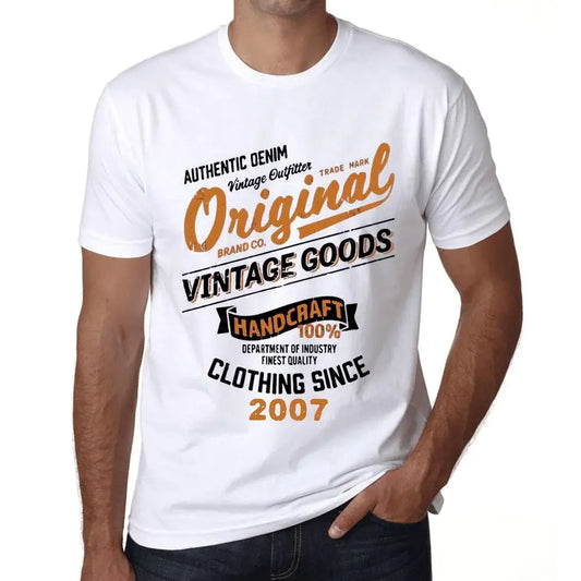 Men's Graphic T-Shirt Original Vintage Clothing Since 2007 17th Birthday Anniversary 17 Year Old Gift 2007 Vintage Eco-Friendly Short Sleeve Novelty Tee