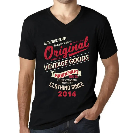 Men's Graphic T-Shirt V Neck Original Vintage Clothing Since 2014 10th Birthday Anniversary 10 Year Old Gift 2014 Vintage Eco-Friendly Short Sleeve Novelty Tee