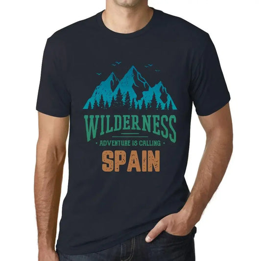 Men's Graphic T-Shirt Wilderness, Adventure Is Calling Spain Eco-Friendly Limited Edition Short Sleeve Tee-Shirt Vintage Birthday Gift Novelty