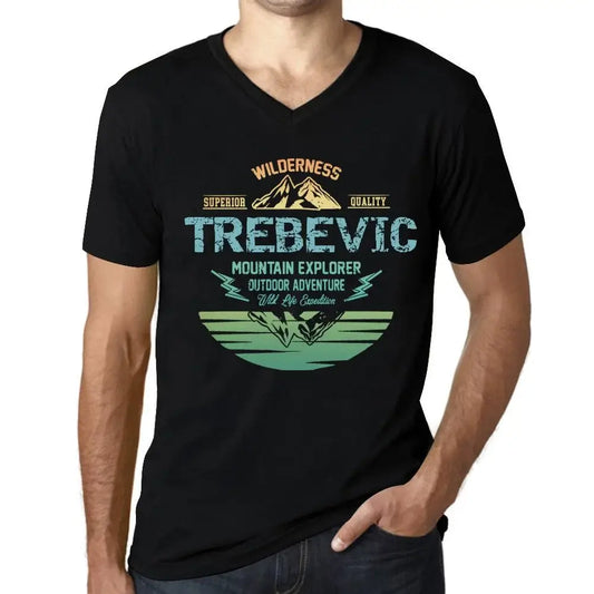 Men's Graphic T-Shirt V Neck Outdoor Adventure, Wilderness, Mountain Explorer Trebevic Eco-Friendly Limited Edition Short Sleeve Tee-Shirt Vintage Birthday Gift Novelty