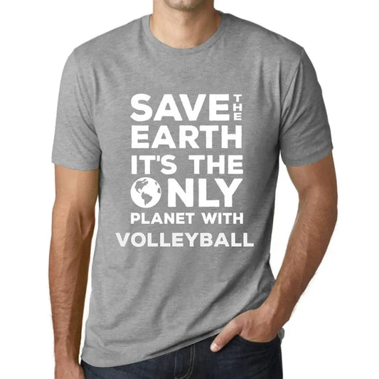 Men's Graphic T-Shirt Save The Earth It’s The Only Planet With Volleyball Eco-Friendly Limited Edition Short Sleeve Tee-Shirt Vintage Birthday Gift Novelty