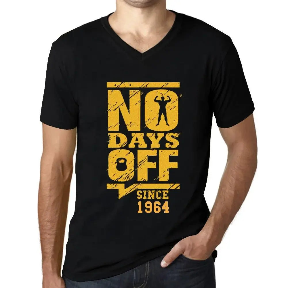 Men's Graphic T-Shirt V Neck No Days Off Since 1964 60th Birthday Anniversary 60 Year Old Gift 1964 Vintage Eco-Friendly Short Sleeve Novelty Tee