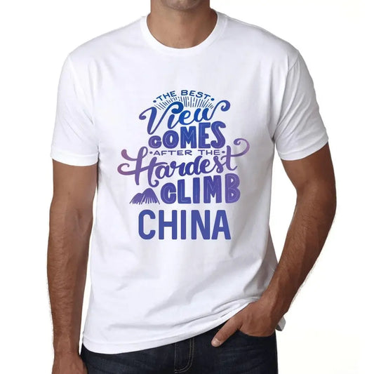 Men's Graphic T-Shirt The Best View Comes After Hardest Mountain Climb China Eco-Friendly Limited Edition Short Sleeve Tee-Shirt Vintage Birthday Gift Novelty