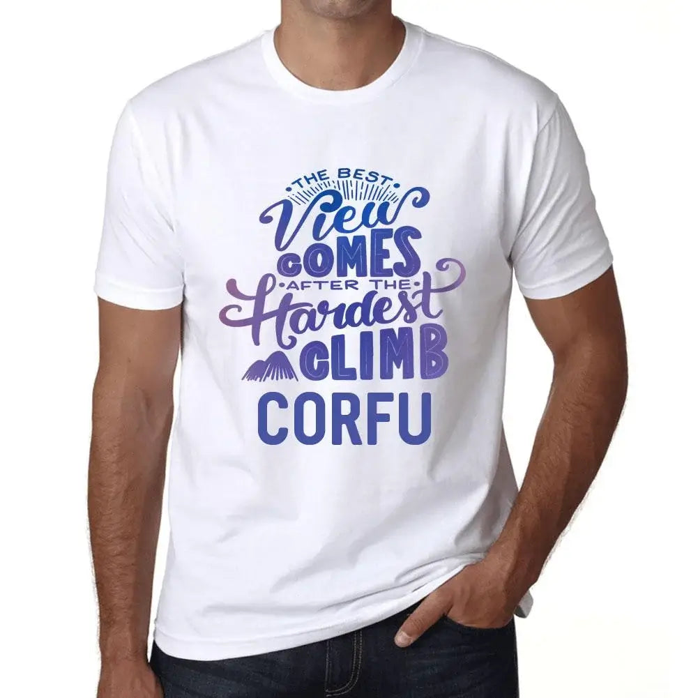 Men's Graphic T-Shirt The Best View Comes After Hardest Mountain Climb Corfu Eco-Friendly Limited Edition Short Sleeve Tee-Shirt Vintage Birthday Gift Novelty