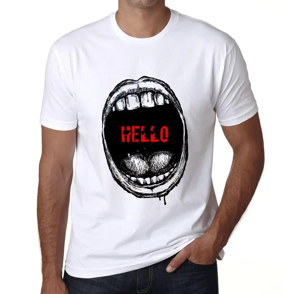 Men's Graphic T-Shirt Mouth Expressions Hello Eco-Friendly Limited Edition Short Sleeve Tee-Shirt Vintage Birthday Gift Novelty