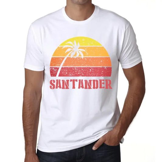 Men's Graphic T-Shirt Palm, Beach, Sunset In Santander Eco-Friendly Limited Edition Short Sleeve Tee-Shirt Vintage Birthday Gift Novelty