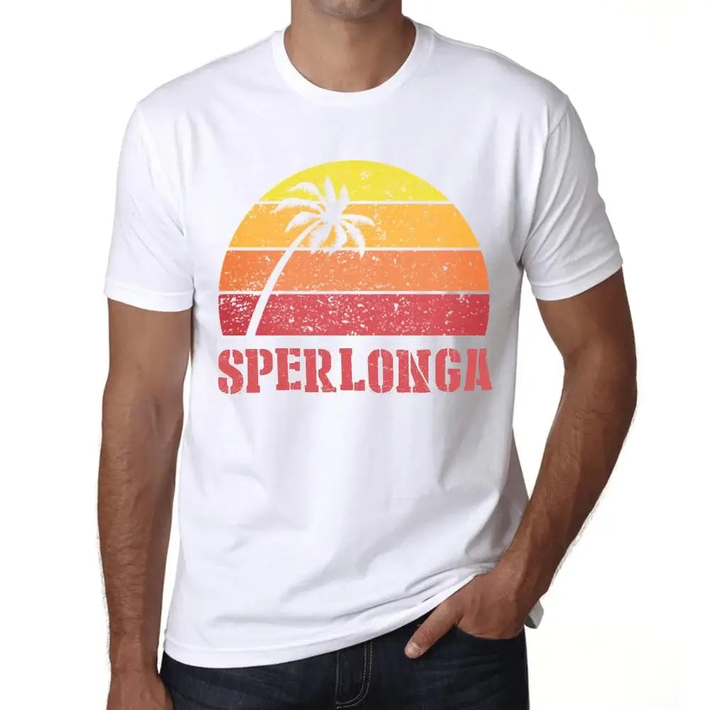 Men's Graphic T-Shirt Palm, Beach, Sunset In Sperlonga Eco-Friendly Limited Edition Short Sleeve Tee-Shirt Vintage Birthday Gift Novelty