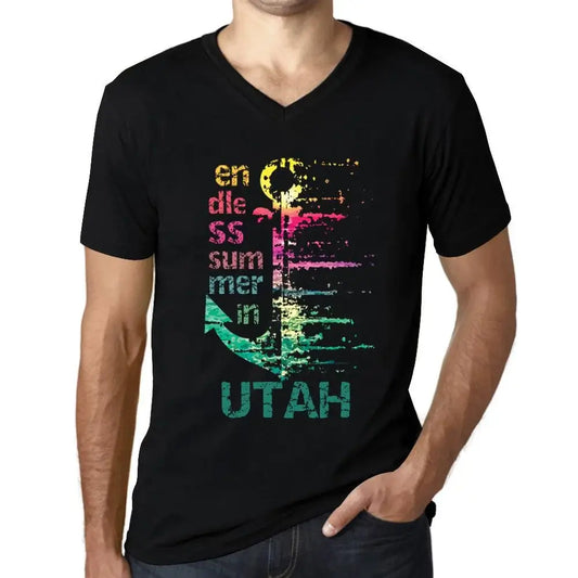 Men's Graphic T-Shirt V Neck Endless Summer In Utah Eco-Friendly Limited Edition Short Sleeve Tee-Shirt Vintage Birthday Gift Novelty