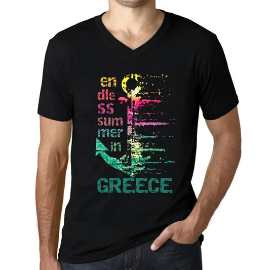 Men's Graphic T-Shirt V Neck Endless Summer In Greece Eco-Friendly Limited Edition Short Sleeve Tee-Shirt Vintage Birthday Gift Novelty