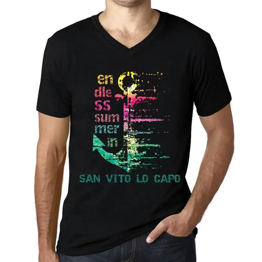 Men's Graphic T-Shirt V Neck Endless Summer In San Vito Lo Capo Eco-Friendly Limited Edition Short Sleeve Tee-Shirt Vintage Birthday Gift Novelty