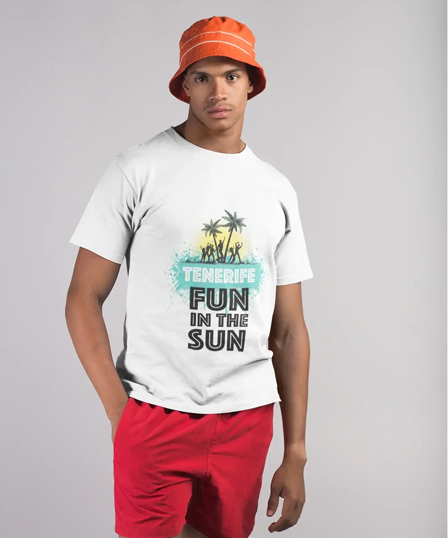 Men's Vintage Tee Shirt Graphic T shirt Summer Dance TENERIFE White Round Neck