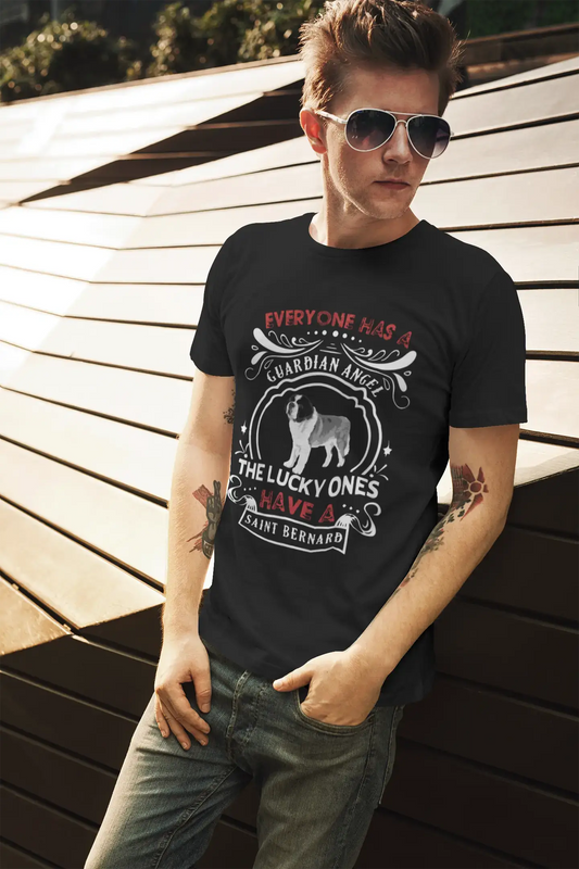 Men's Vintage Tee Shirt Graphic T shirt Saint Bernard Dog Deep Black