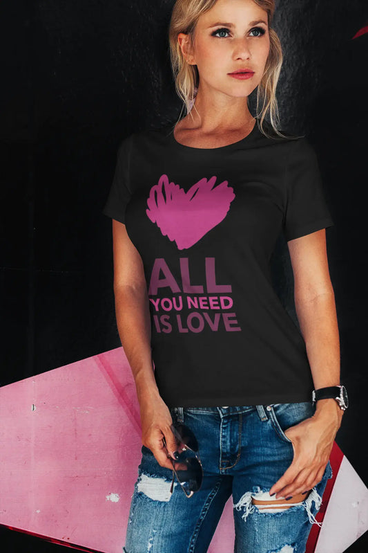 Women's Graphic T-Shirt Valentine Love Deep Black