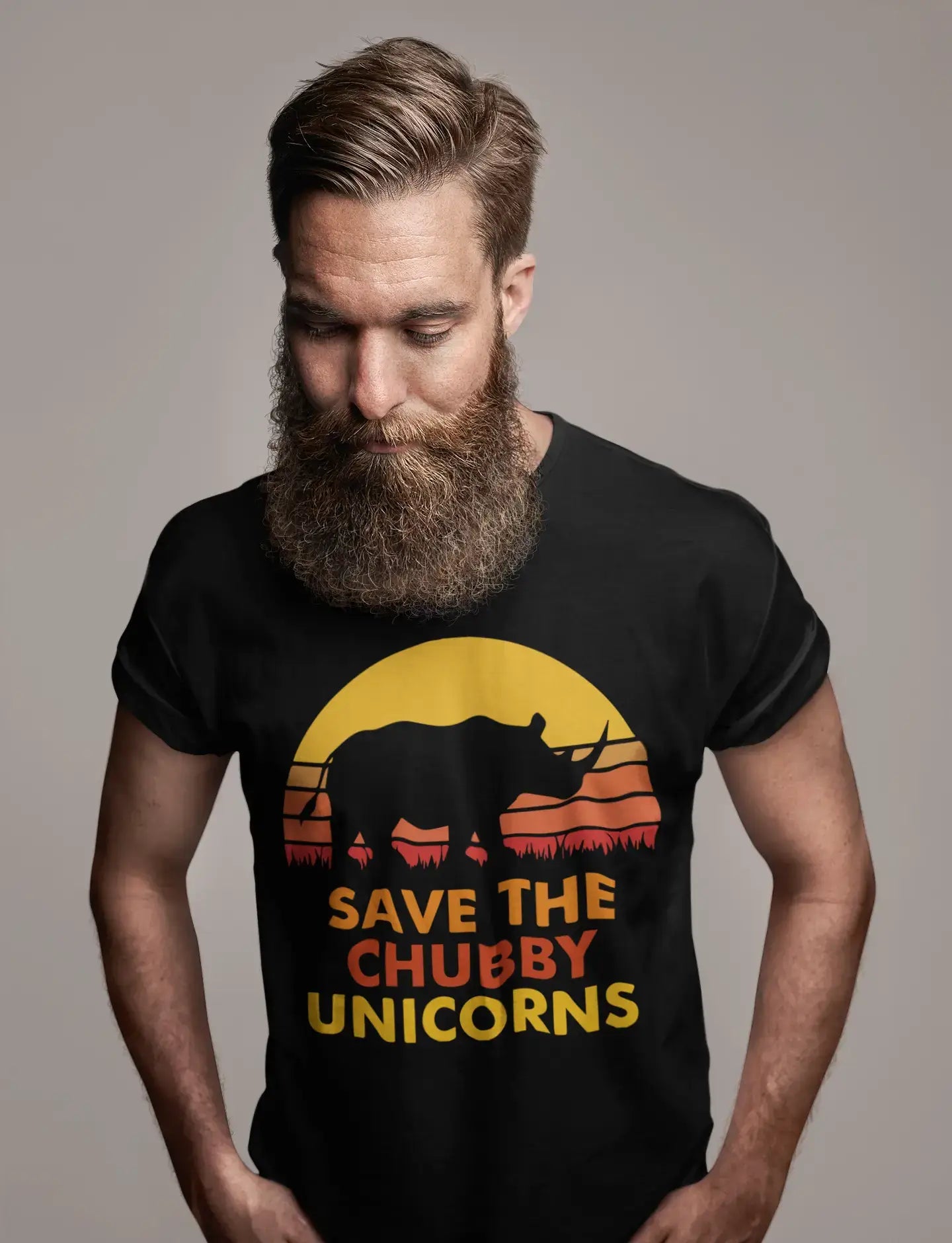 Men's Graphic T-Shirt Save the Chubby Unicorn Deep Black