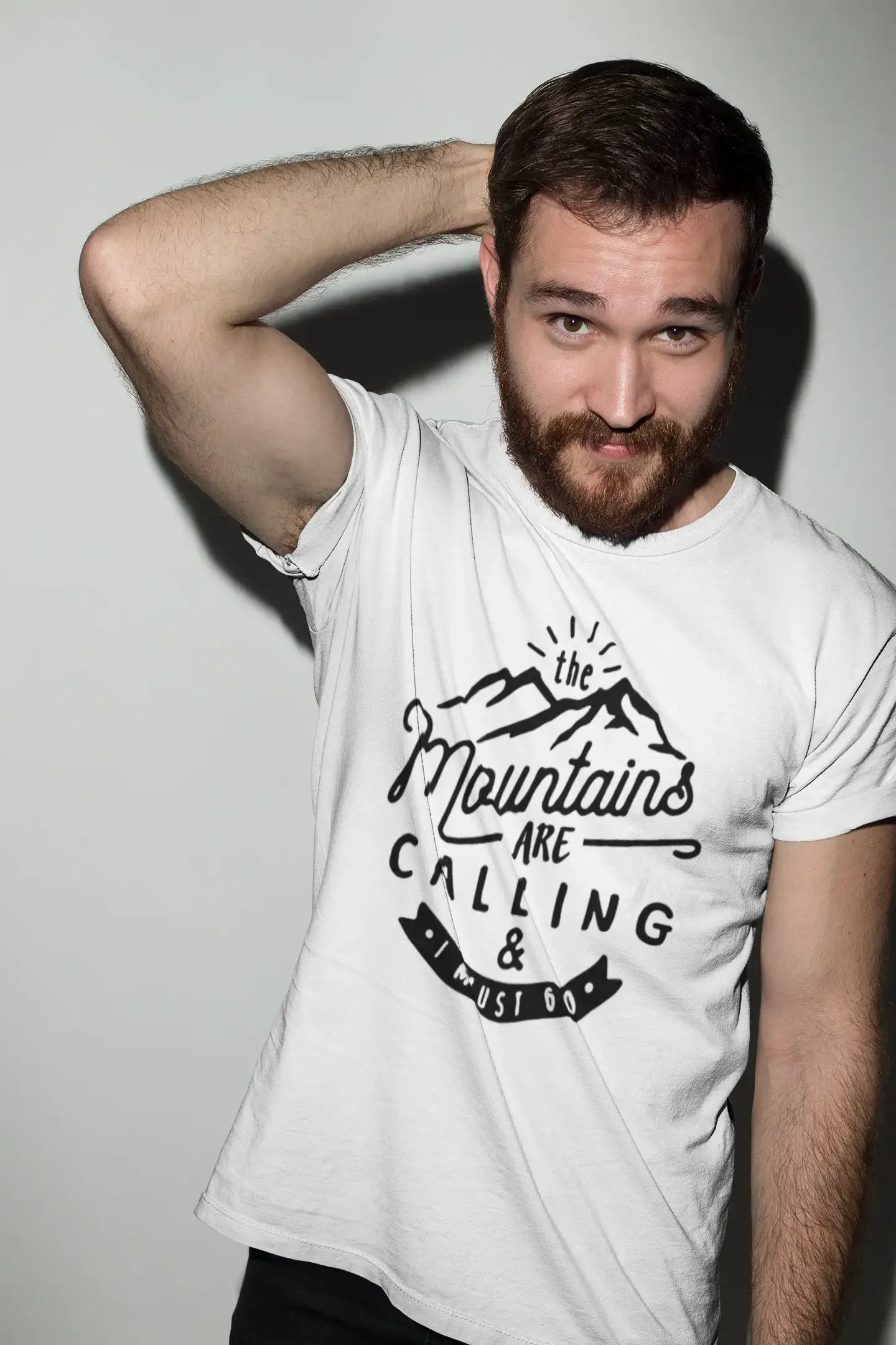 ULTRABASIC - Graphic Printed Men's The Mountains Are Calling And I Must Go Hiking Tee Grey Marl