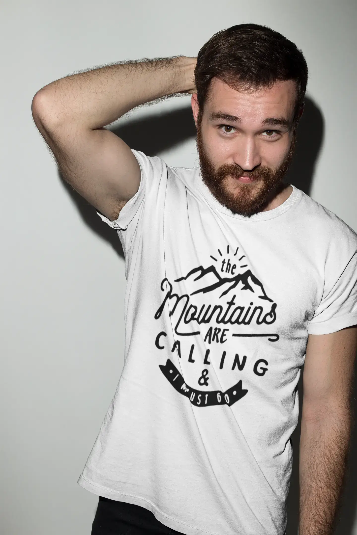 ULTRABASIC - Graphic Printed Men's The Mountains Are Calling And I Must Go Hiking Tee Denim