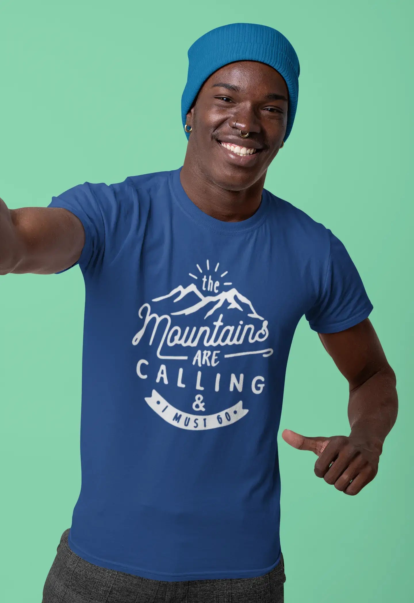 ULTRABASIC - Graphic Printed Men's The Mountains Are Calling And I Must Go Hiking Tee Burgundy