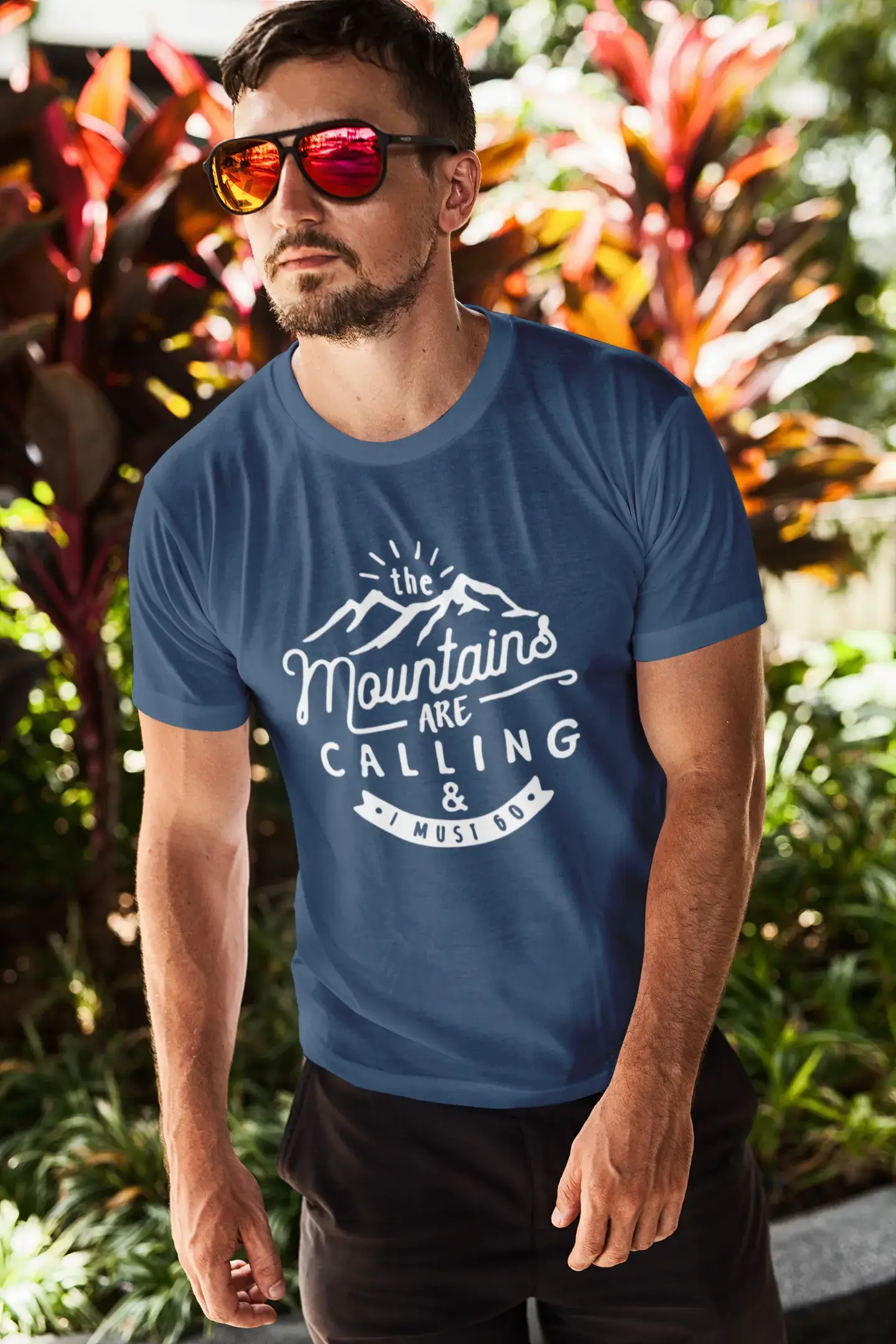 ULTRABASIC - Graphic Printed Men's The Mountains Are Calling And I Must Go Hiking Tee Burgundy