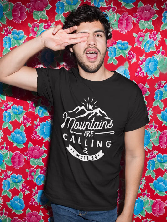 ULTRABASIC - Graphic Printed Men's The Mountains Are Calling And I Must Go Hiking Tee Navy