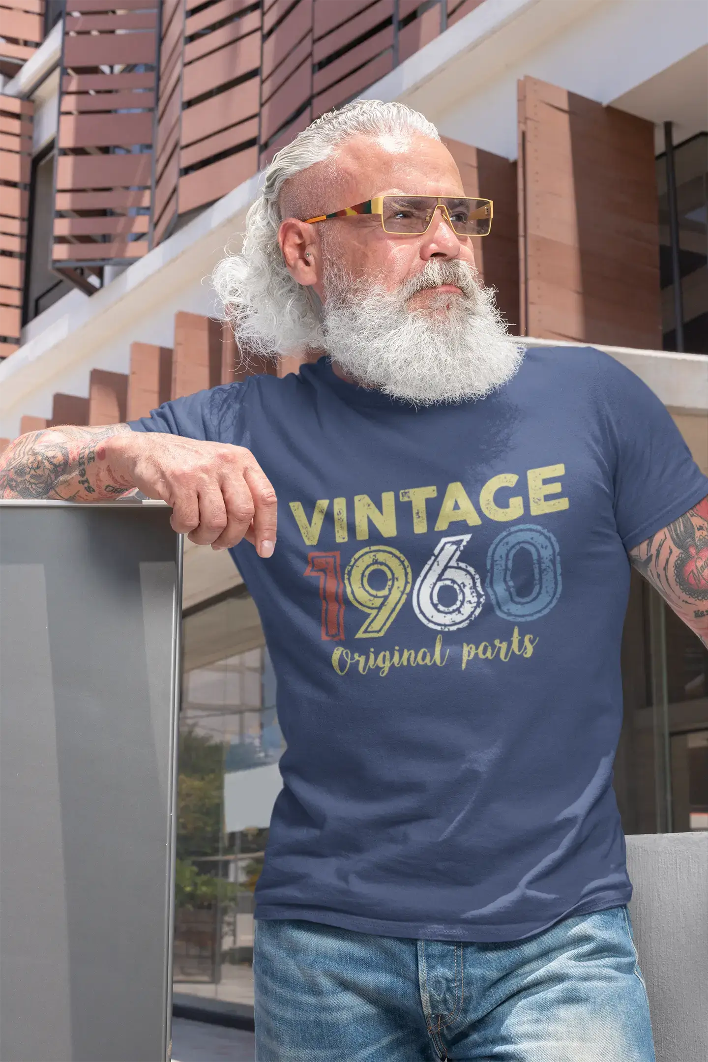 ULTRABASIC - Graphic Printed Men's Vintage 1960 T-Shirt Navy