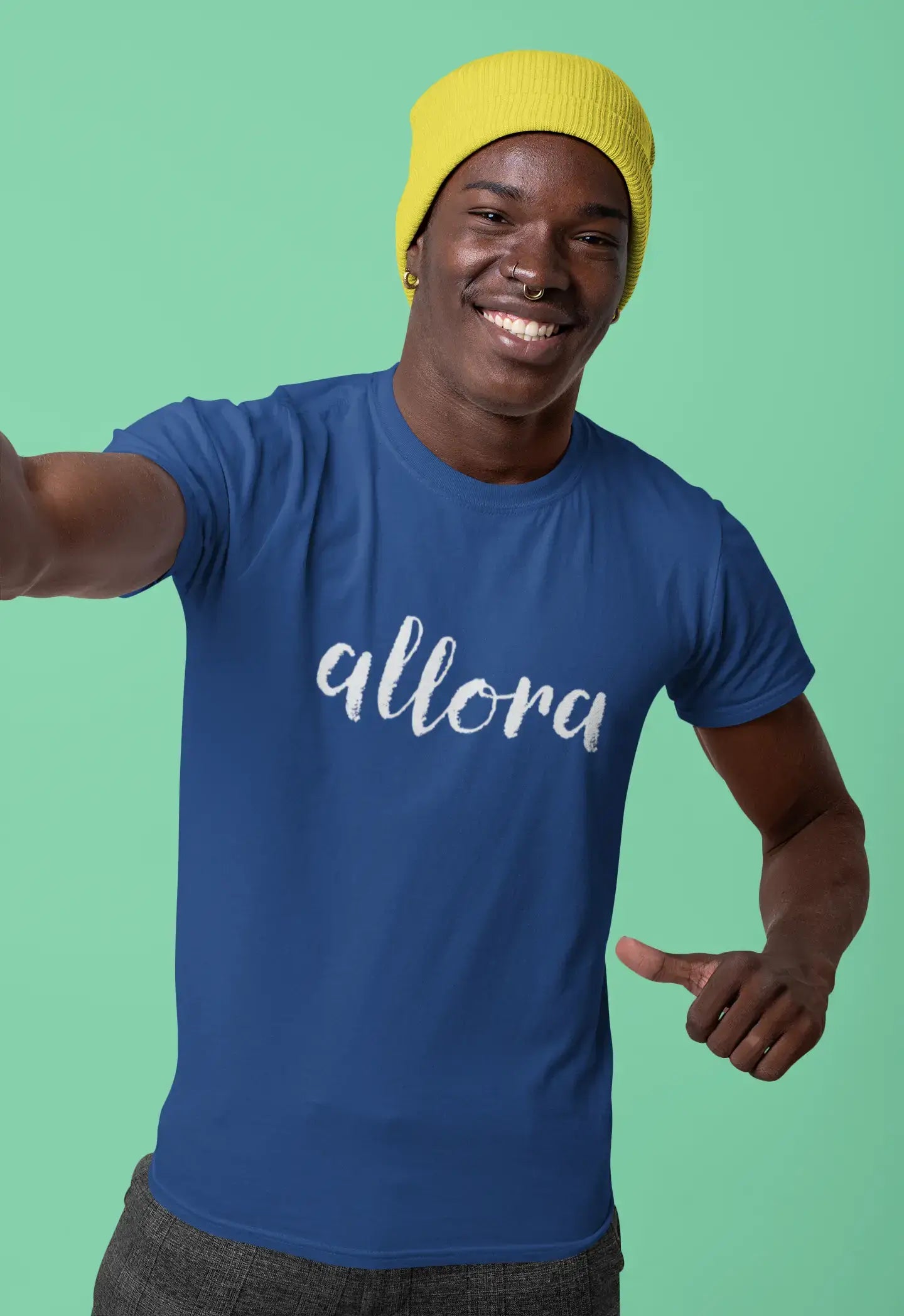 ULTRABASIC - Graphic Printed Men's Allora T-Shirt French Navy
