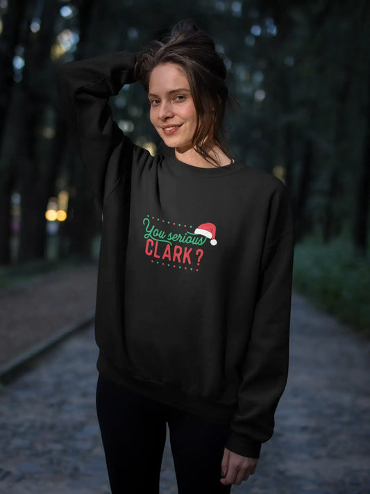 ULTRABASIC - Graphic Women's Serious Clark Christmas Sweatshirt Xmas Gift Ideas Deep Black