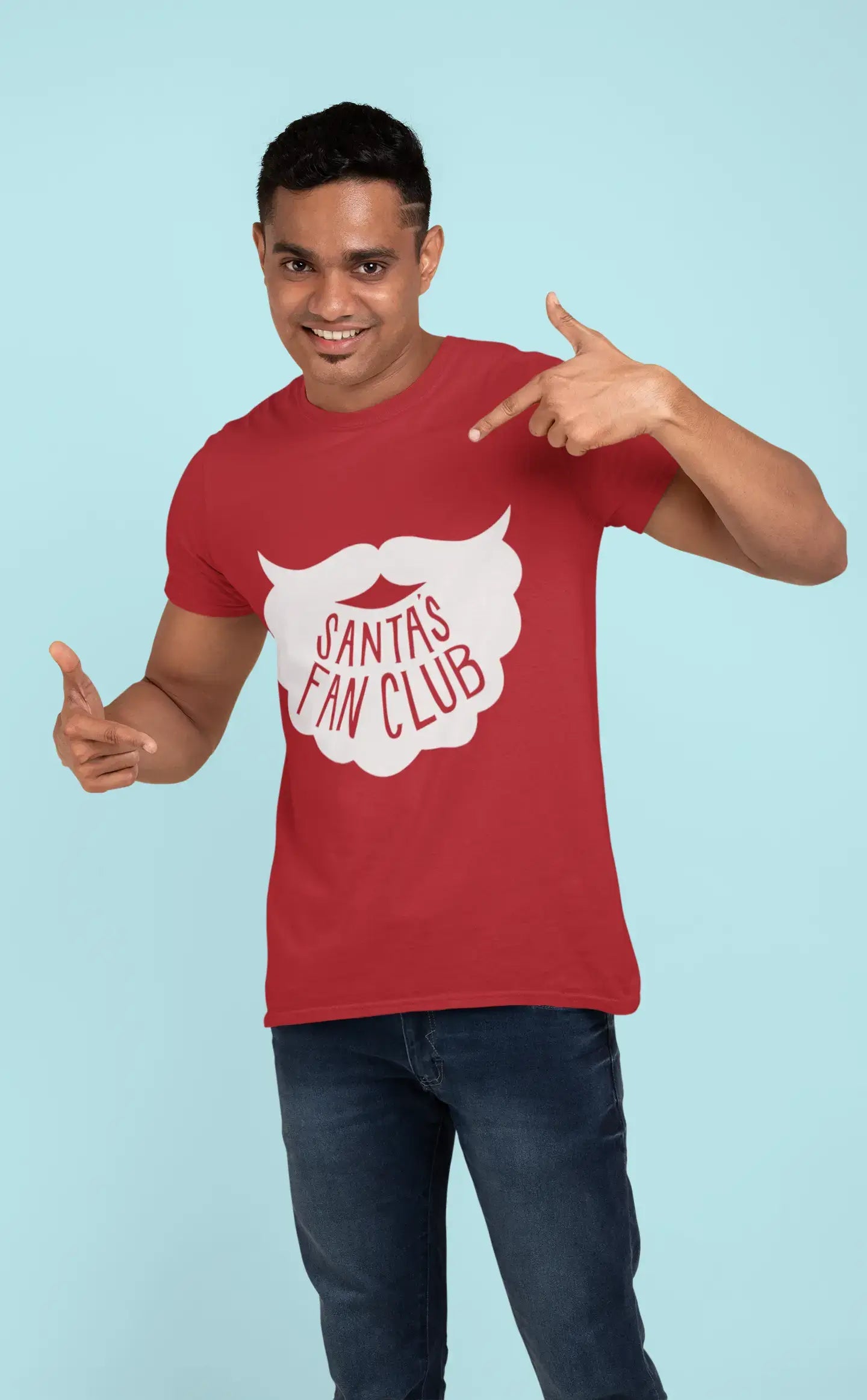 ULTRABASIC - Graphic Men's Santa's Fan Club Christmas T-Shirt Xmas Gift Ideas Burgundy