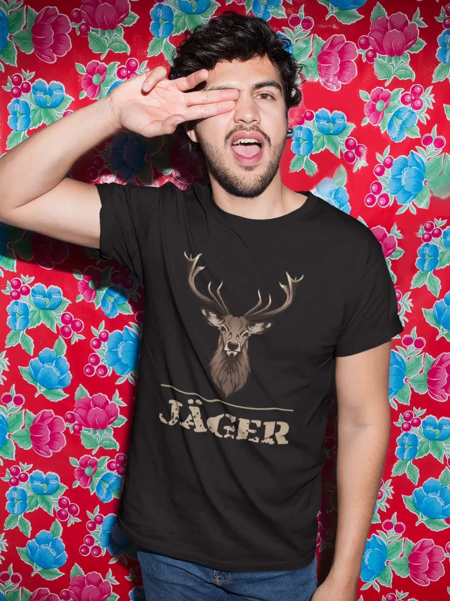 Men's Graphic T-Shirt Hirsch Jäger Idea Gift