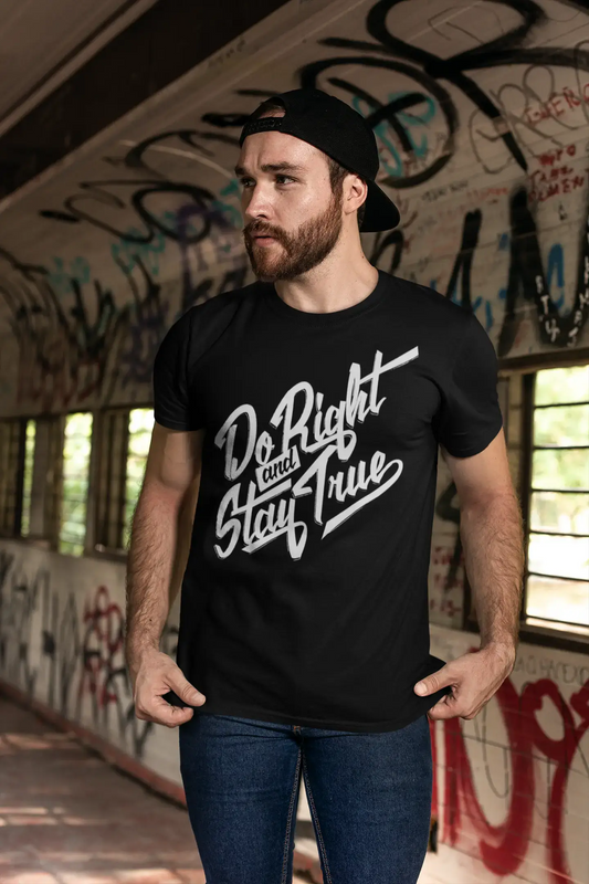 Men's T-Shirt Do Right Stay True Vintage Cotton Motivational Birthday Gift