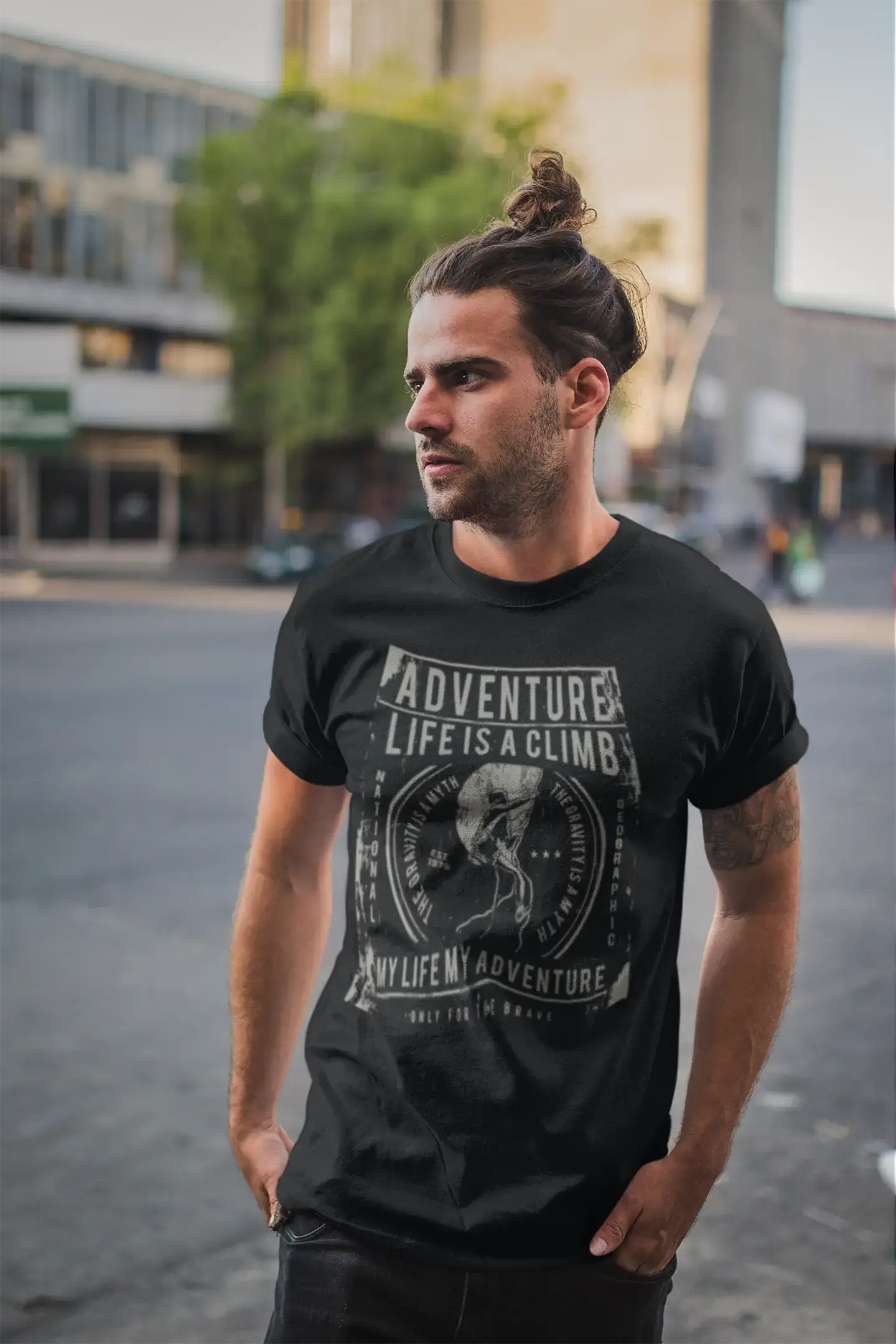 ULTRABASIC Men's T-Shirt Life is a Climb - Adventure Brave Climbing Tee Shirt